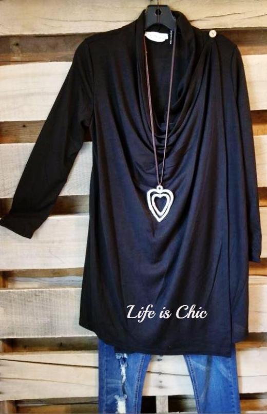 JUST LIKE THAT A CARDIGAN SWEATER BLACK [product vendor] - Life is Chic Boutique