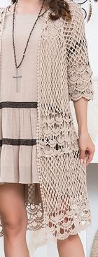 BOHEMIAN HEART VINTAGE INSPIRED CROCHET DUSTER CARDIGAN IN ASH MOCHA