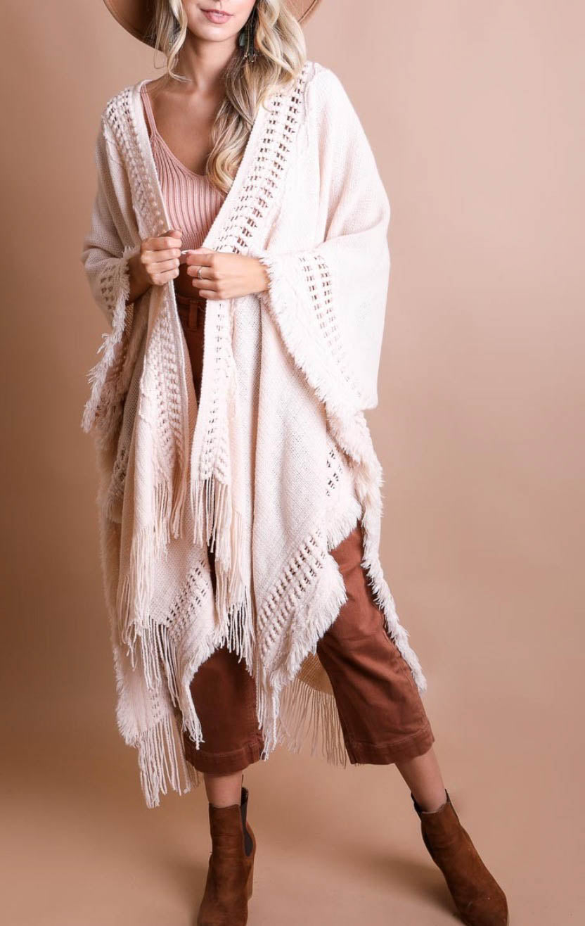 ENJOY THE JOURNEY BEIGE BOHO KIMONO