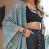GENUINE SOUL SOFT BOHO EMBELLISHED KIMONO IN SAGE