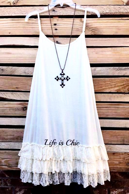 LOVE OF MY LIFE LACE SLIP CAMISOLE DRESS - OFF WHITE [product vendor] - Life is Chic Boutique