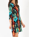 DAMASK BEAUTY DRESS IN RED & TURQUOISE  12-22--------------sale