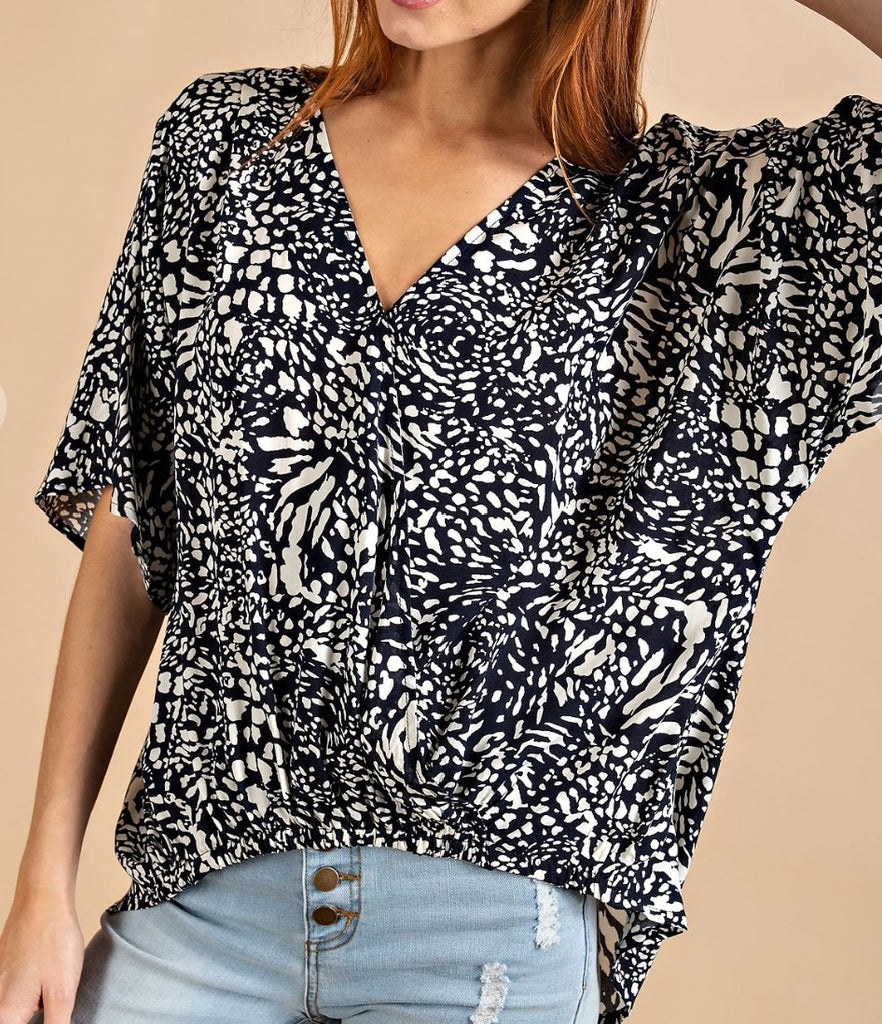 LEOPARD PRINT TOP IN NAVY  ------------ SALE